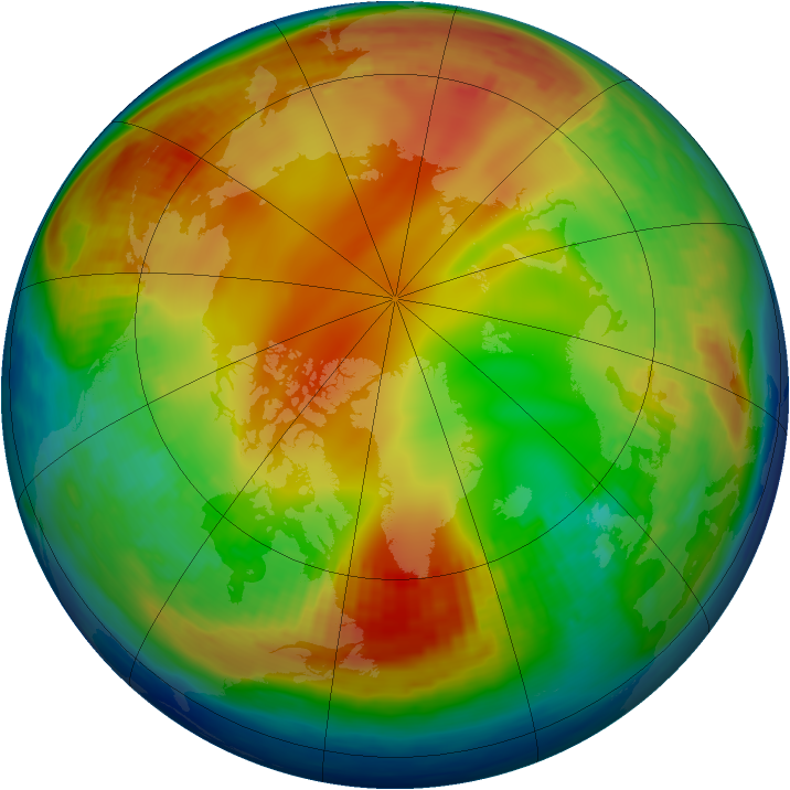 Arctic ozone map for 11 January 1985